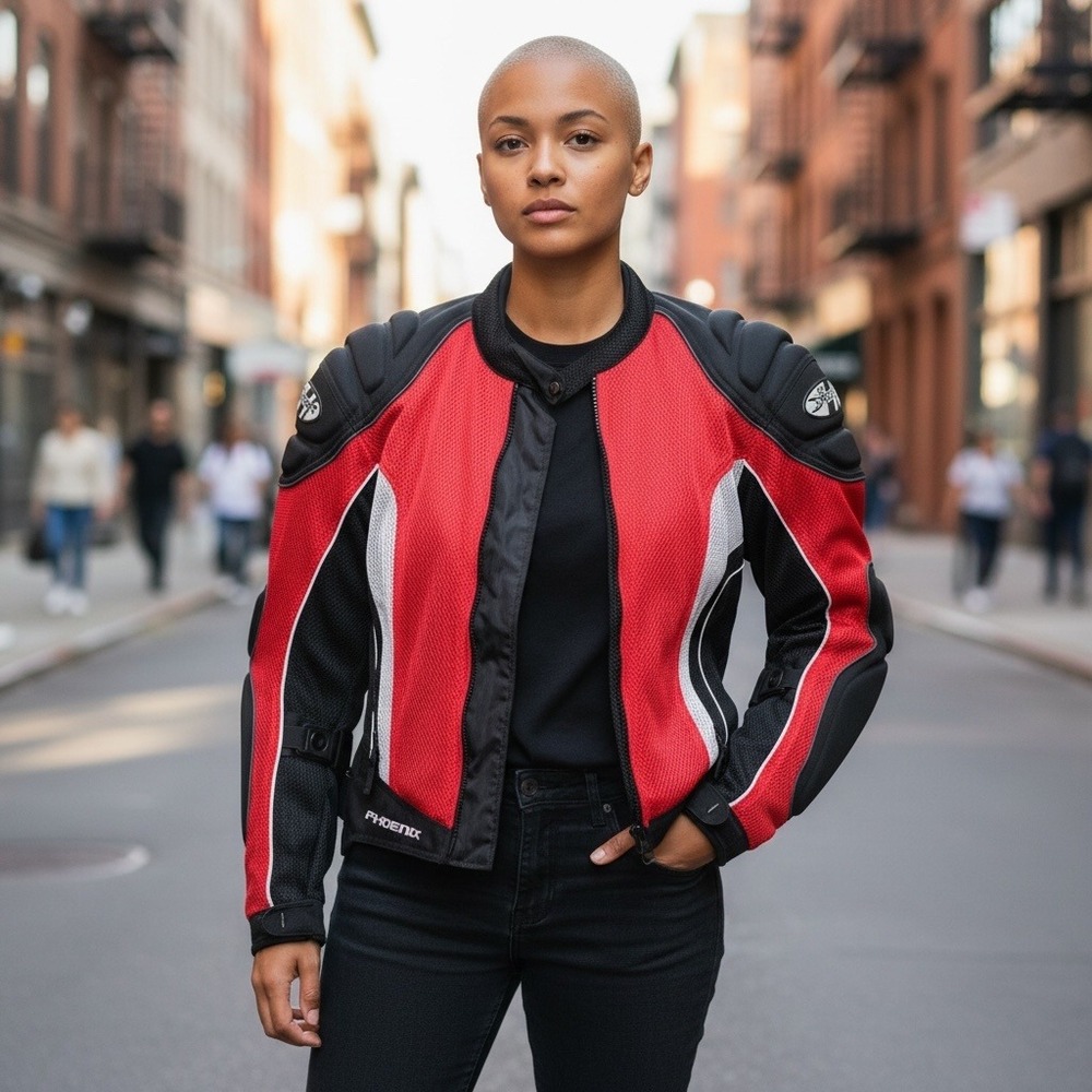 Joe Rocket Phoenix Motorcycle Jacket Womens XL Red Black Mesh Padded Armor Biker
